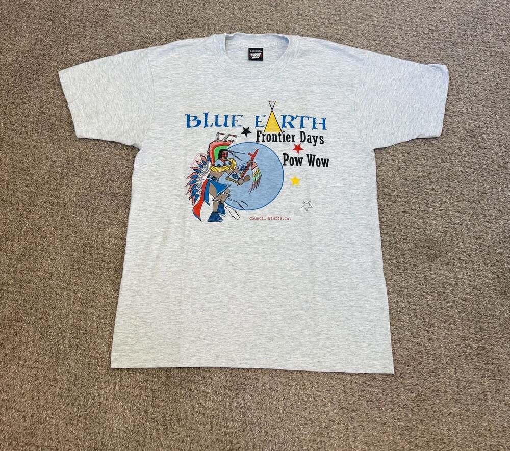 Screen Stars Best Vintage Blue Earth Frontier Days Pow Wow T-Shirt Single Stitch